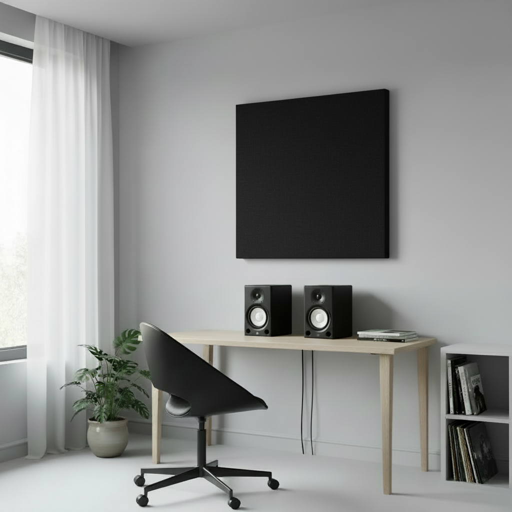 Large Black Acoustic Panel with Speakers