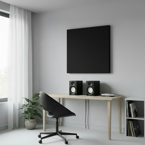 Large Black Acoustic Panel with Speakers